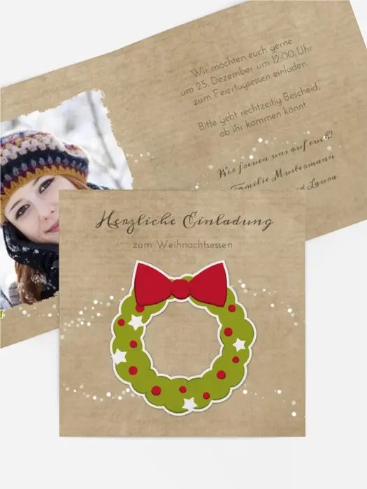 Foto Weihnachtseinladung Weihnachtskranz 2