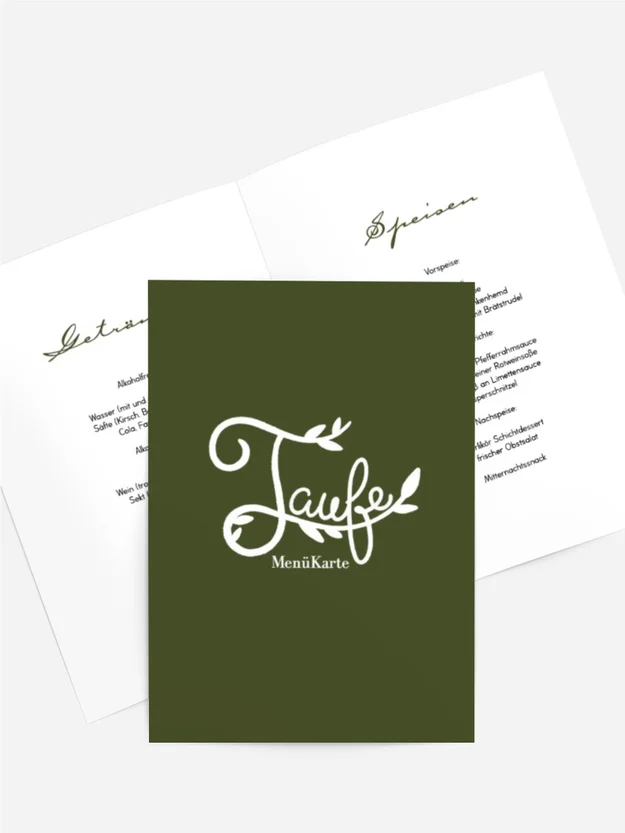 Menükarte Taufe In einem Blumenkreis
