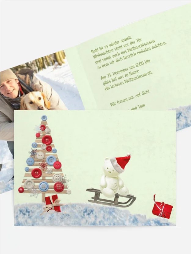 Weihnachtseinladung Privat Schlittenfahrt