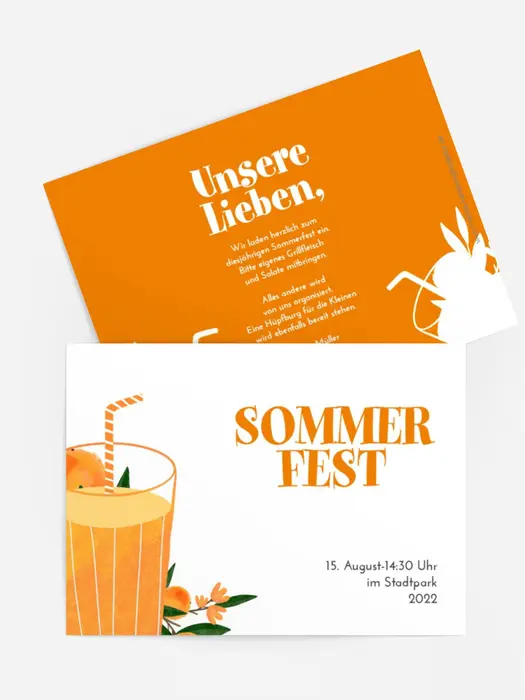 Einladung Sommerfest Orangenfrühstück