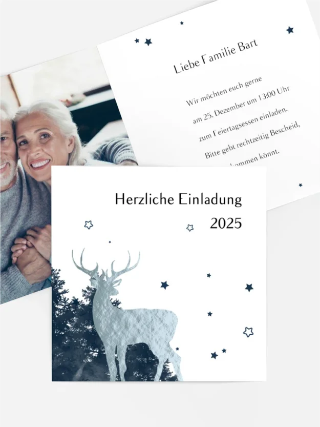 Foto Weihnachtseinladung Hirsch