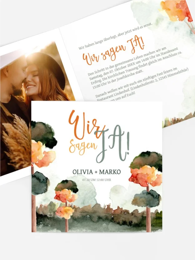 Hochzeitseinladung Blumenflecken