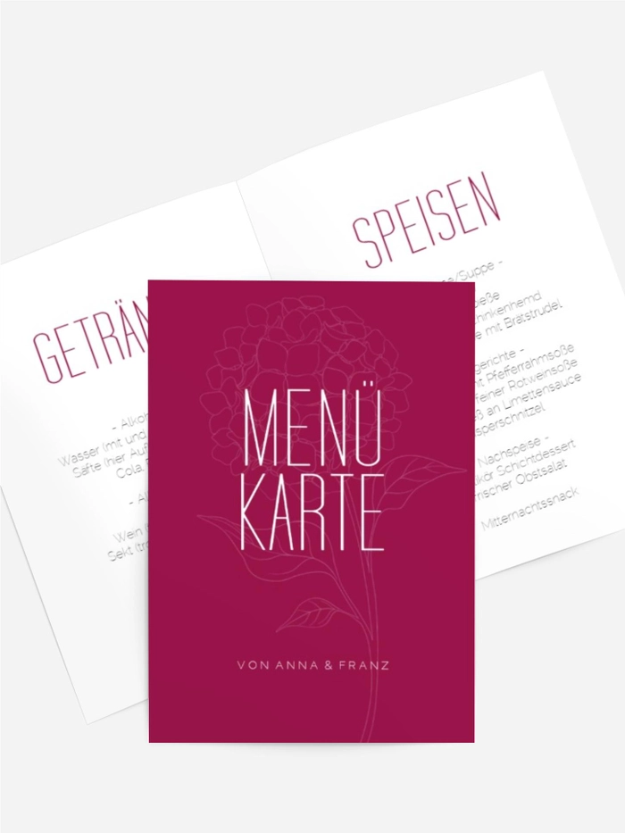 Menükarte Lila Hochzeit