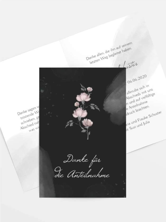 Trauerdanksagung Tiefes Trauerschwarz im Zeichen der Liebe