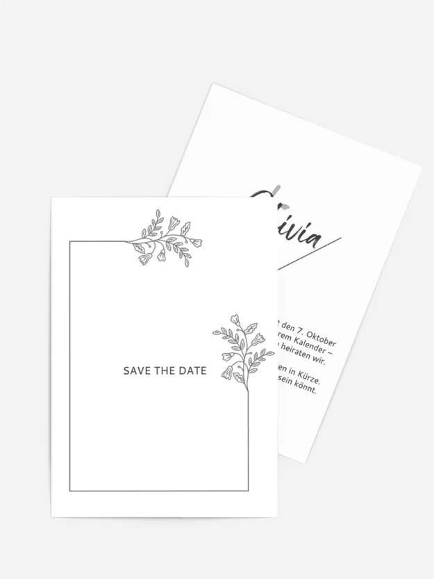 Save the Date Karte Reihe von Blumen