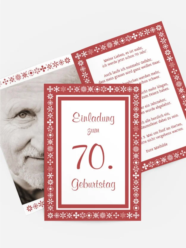 Geburtstagseinladung florale Elemente 70 Foto