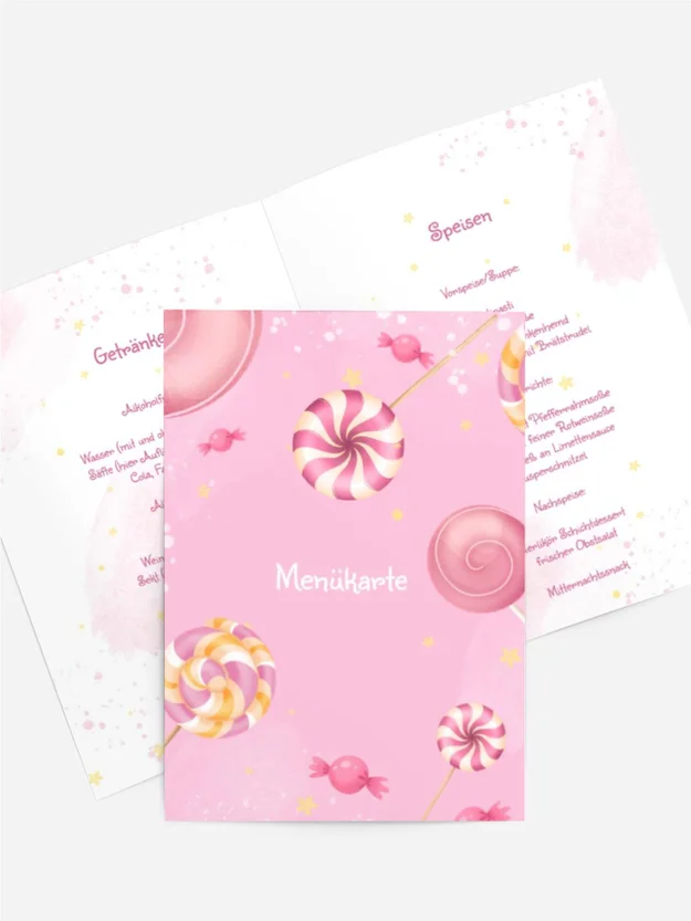 Menükarte Geburtstag Süßigkeitenwelt