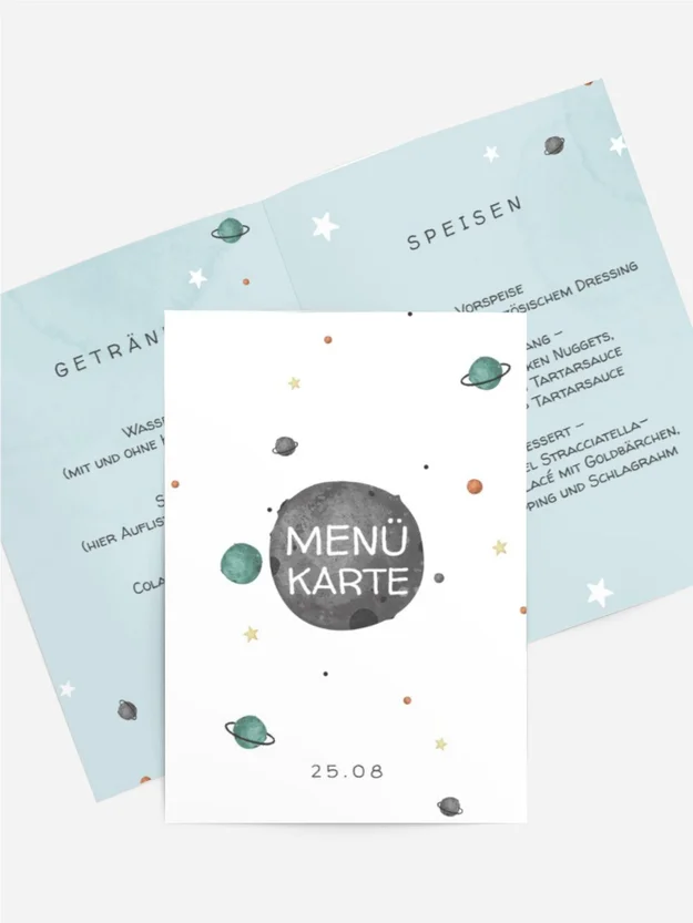 Menükarte Geburtstag Kosmonaut Menükarte Geburtstag Kosmonaut