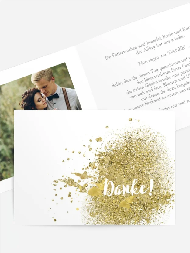 Dankeskarte Hochzeit "Gold"