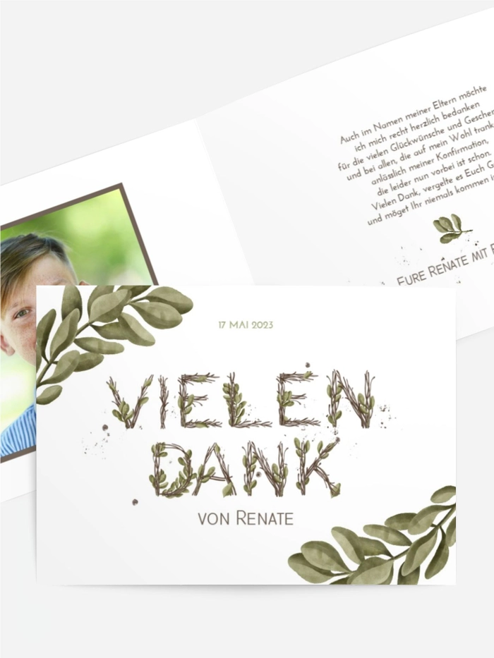 Dankeskarte Konfirmation Zweigentext Dankeskarte Konfirmation Zweigentext