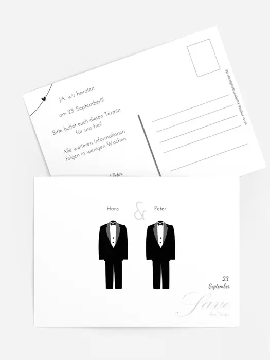 Save the Date Karte suits