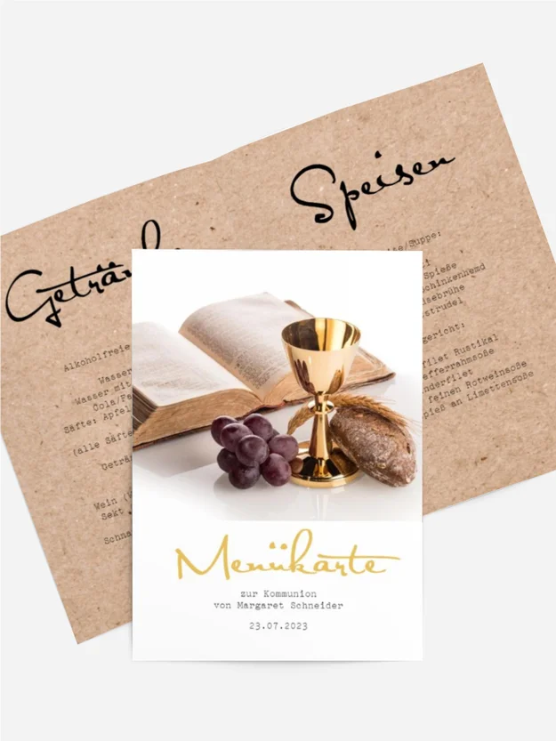 Menükarte Kommunion Viel Glück Junge