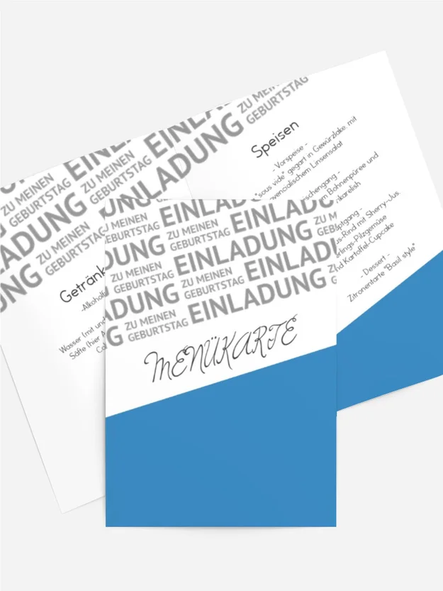 Menükarte Geburtstag Berichterstattung