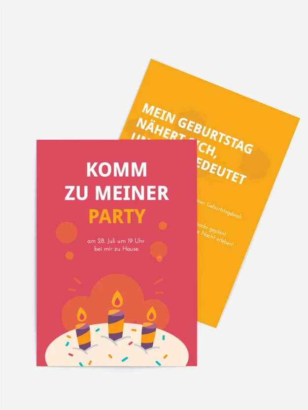 Geburtstagseinladung Kuchen und Kerzen