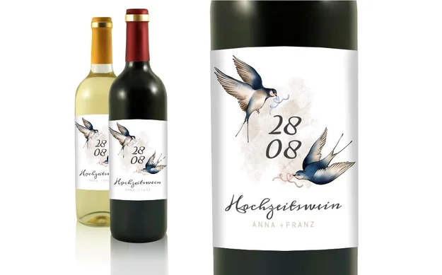 Hochzeit Flaschenetiketten Hochzeit Hortensie