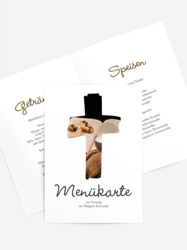 Menükarte Firmung Transparentes Kreuz