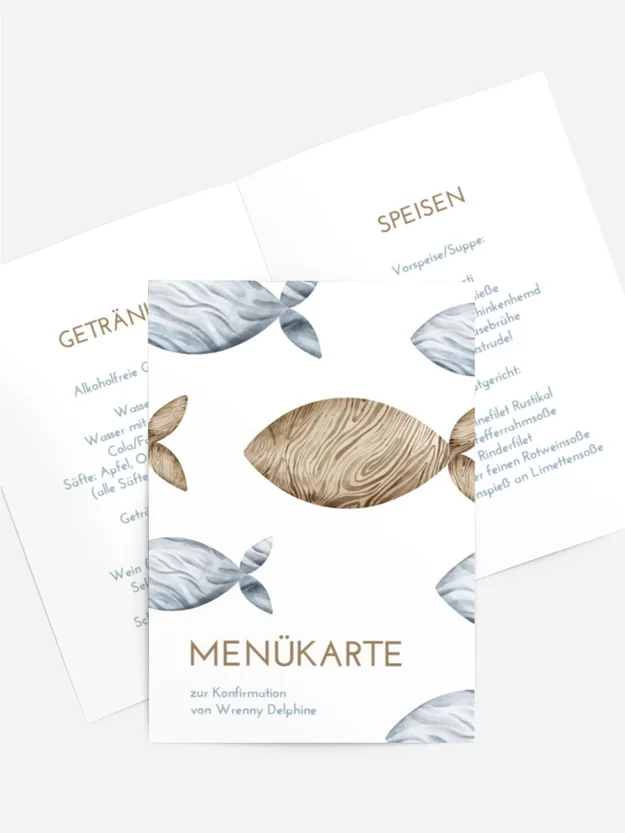 Menükarte Konfirmation  Schöner Fisch