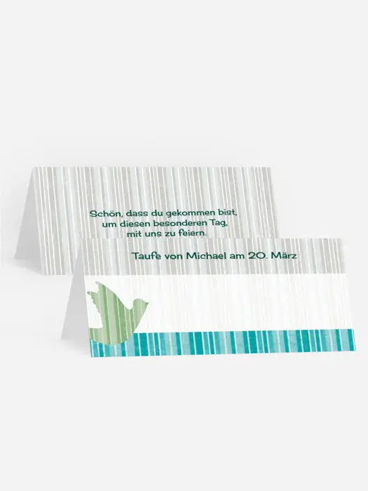 Tischkarte zur Taufe Streifenharmonie