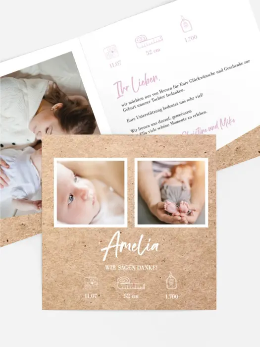 Baby Dankeskarte Krümel der Liebe