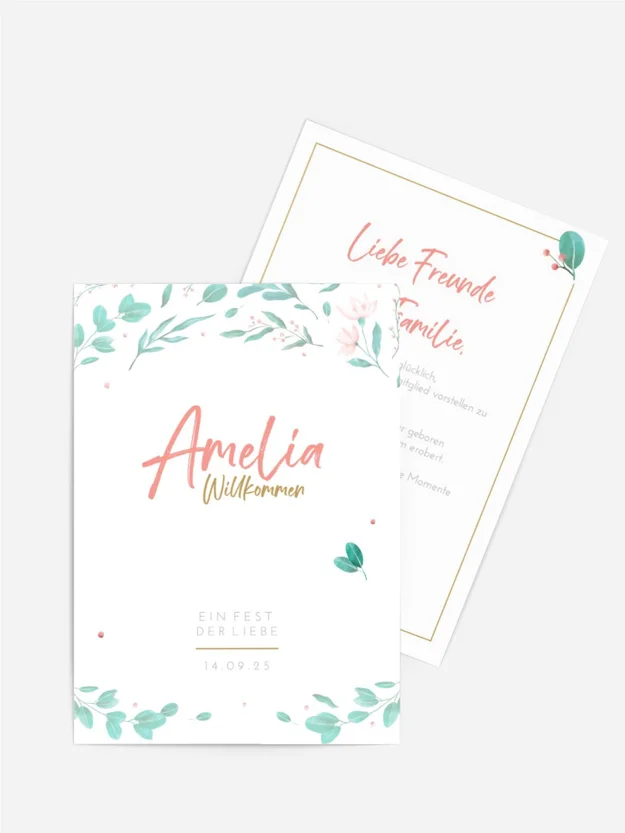 Babykarte Junge Blätter Babykarte Junge Blätter