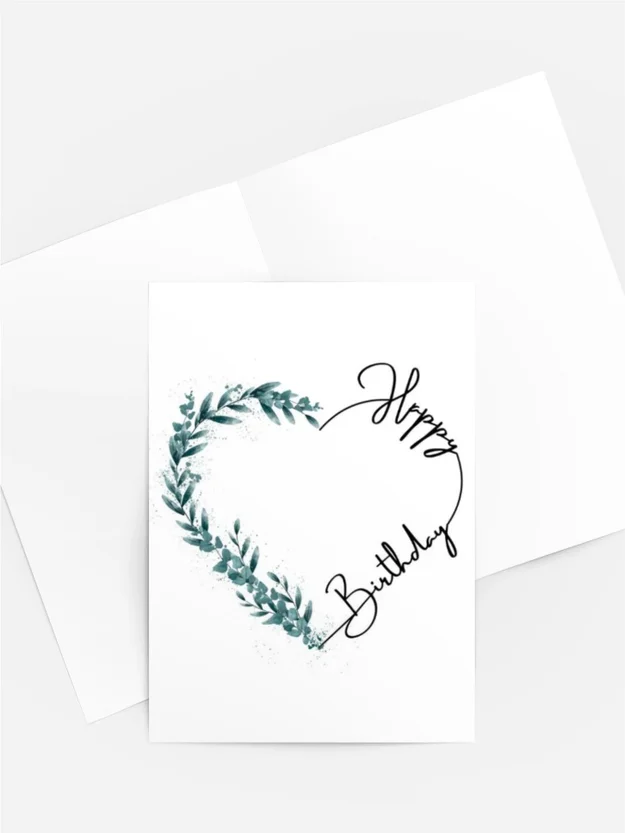 Eukalyptus Aquarell – Elegante Happy-Birthday-Karte