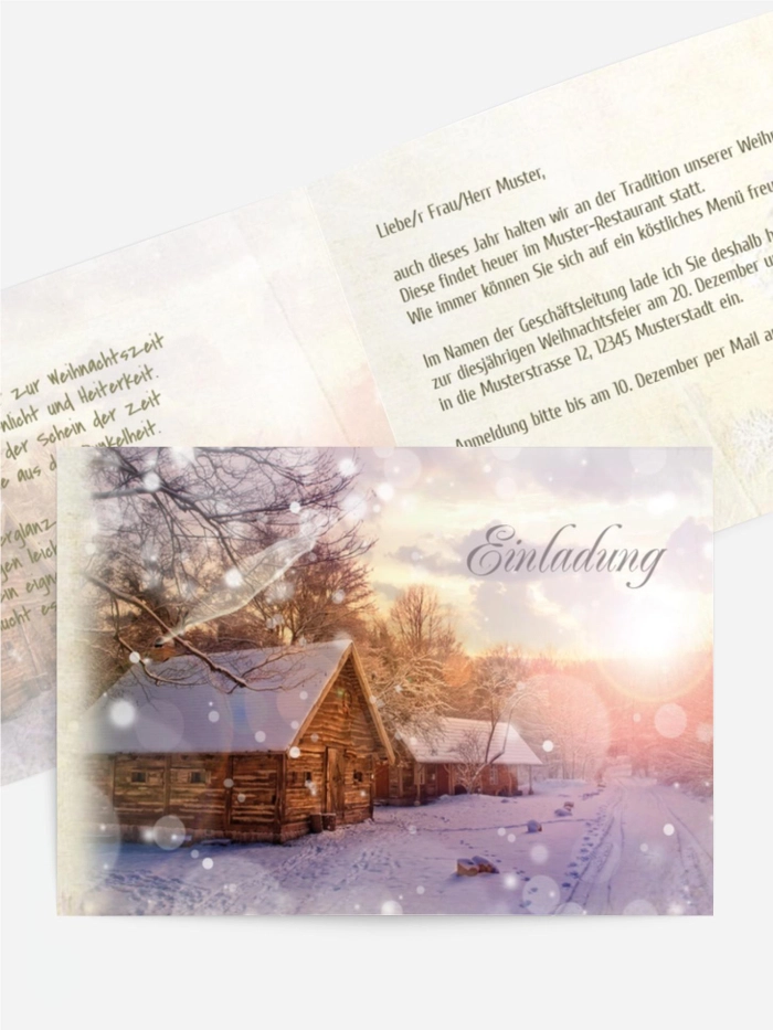Weihnachtseinladung Geschäftlich Schneehütte Weihnachtseinladung Geschäftlich Schneehütte