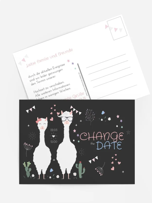 Change the Date Lamas Hochzeit