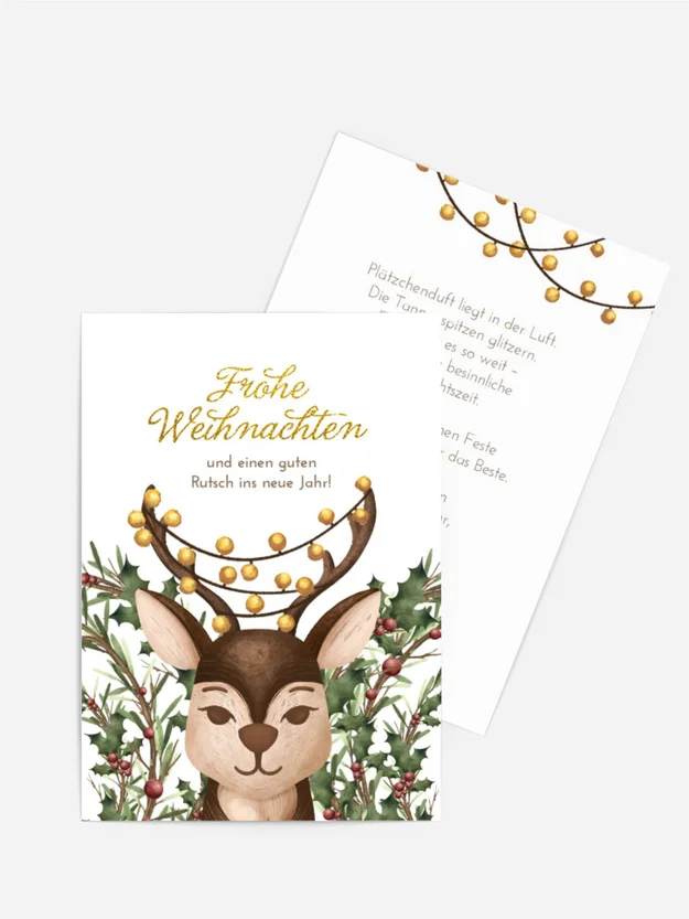 Hirsche und Weihnachtslaternen