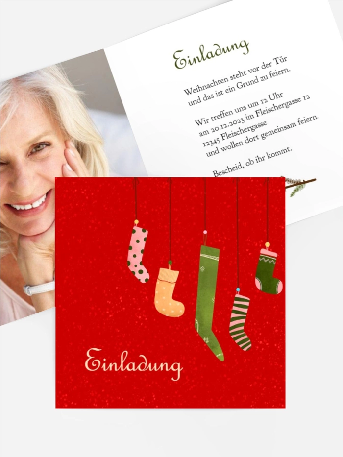 Foto Weihnachtseinladung Morgen, Kinder, wird's was geben Foto Weihnachtseinladung Morgen, Kinder, wird's was geben