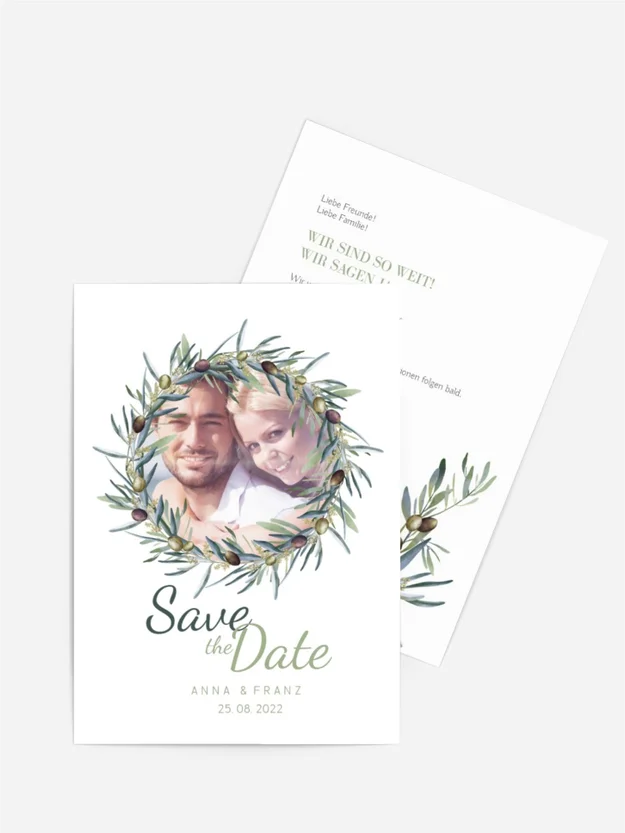 Save-the-Date Karte Оliv Paar