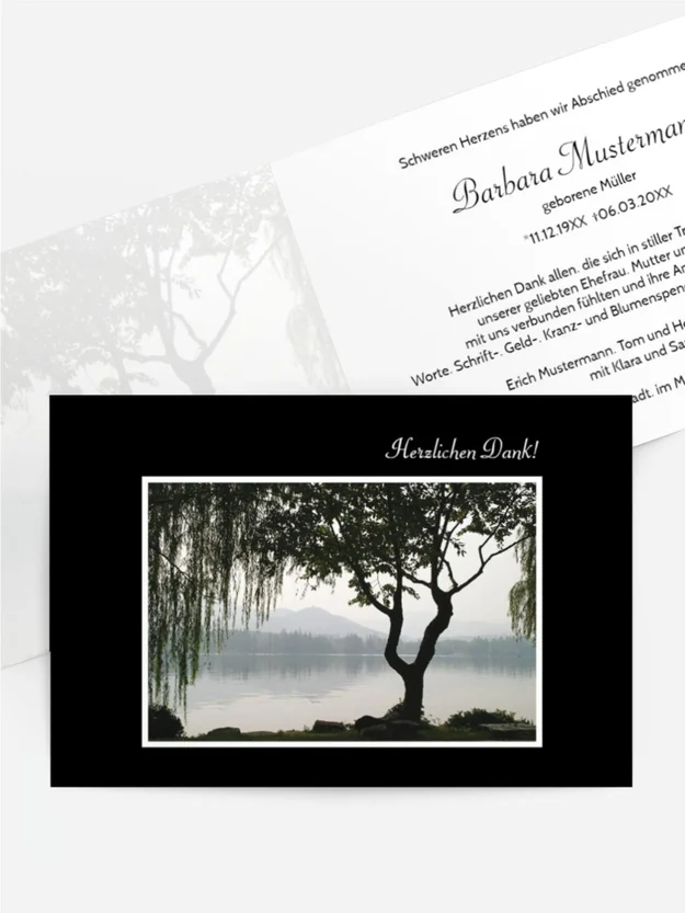 Trauerdanksagung Baum am See quer Trauerdanksagung Baum am See quer