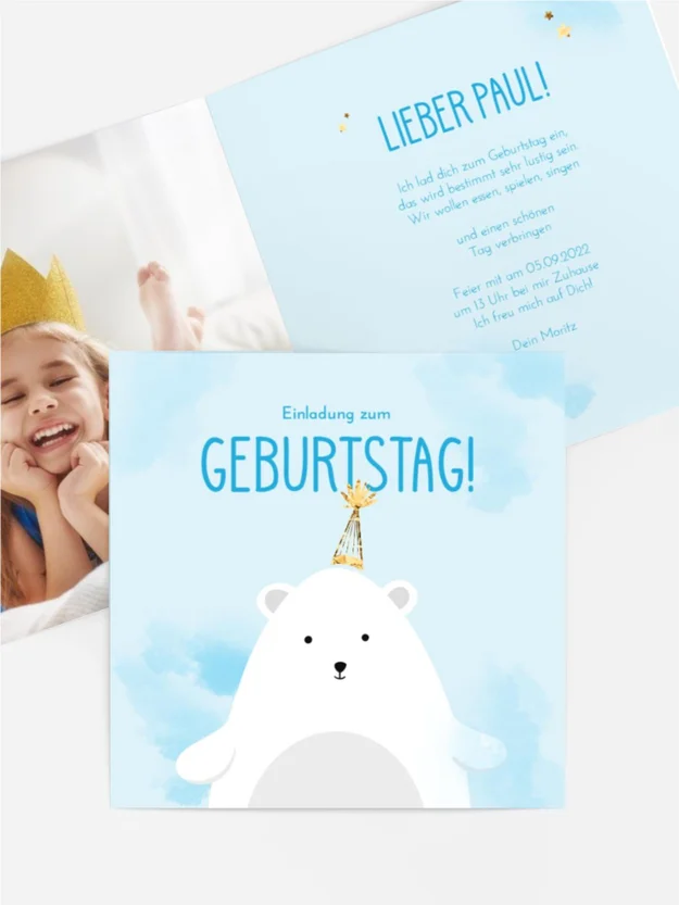 Geburtstagseinladung Festlicher Bär Geburtstagseinladung Festlicher Bär