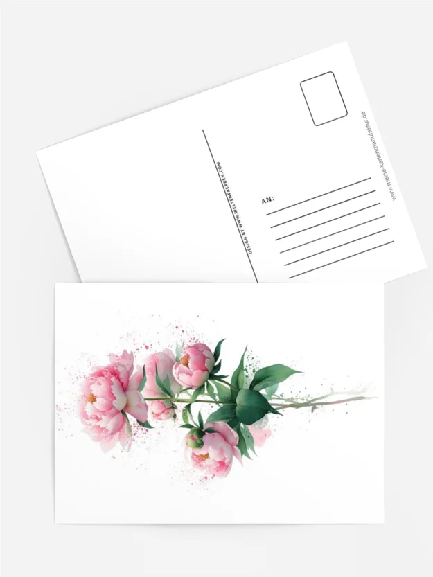 Aquarellkarte „Pfingstrosentraum“ – Florale Kunst in Rosa ohne Lettering
