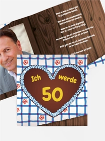 Geburtstagseinladungskarte Lebkuchenherz 50 Foto