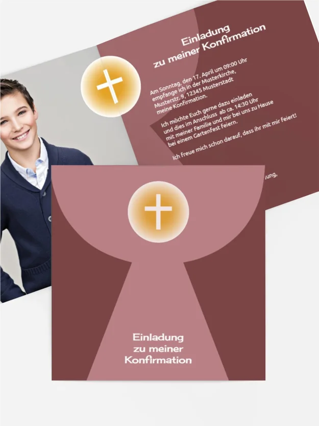 Konfirmation Einladung Kelch mit Hostie Konfirmation Einladung Kelch mit Hostie