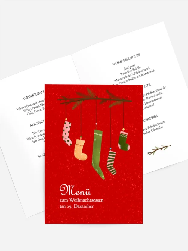 Weihnachtsmenükarte Morgen, Kinder, wird's was geben