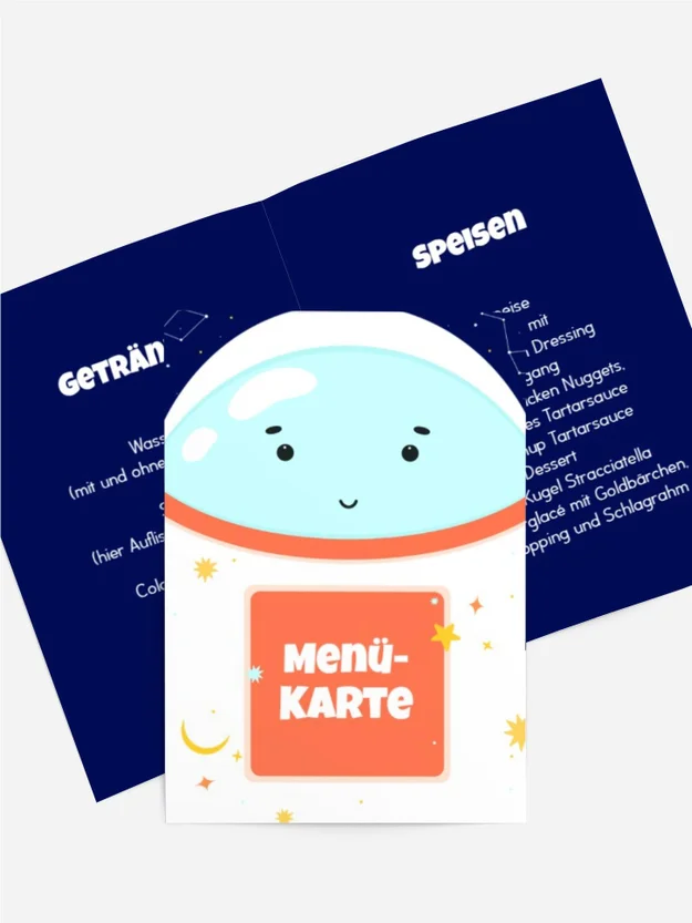 Menükarte Geburtstag Astronaut Menükarte Geburtstag Astronaut