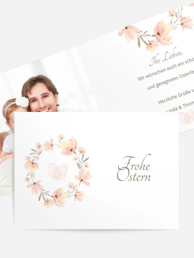 Osterkarte Blumenkranz