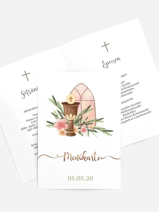 Menükarte Konfirmation Abendmahlskelch