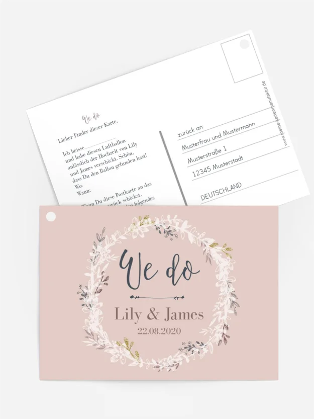 Ballonflugkarte Leaf Wreath