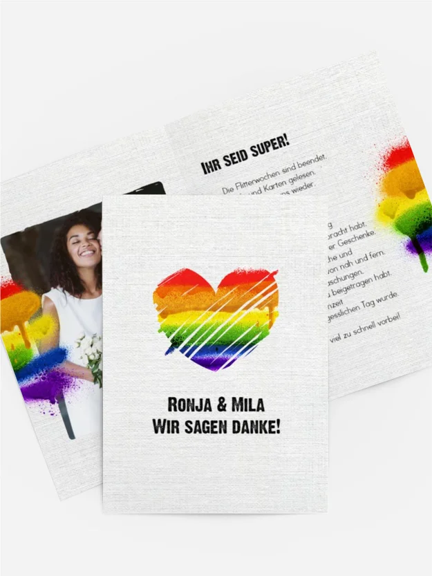 Dankeskarte Hochzeit "Regenbogenliebe"