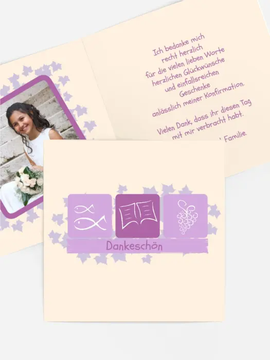 Dankeskarte Konfirmation Blatt