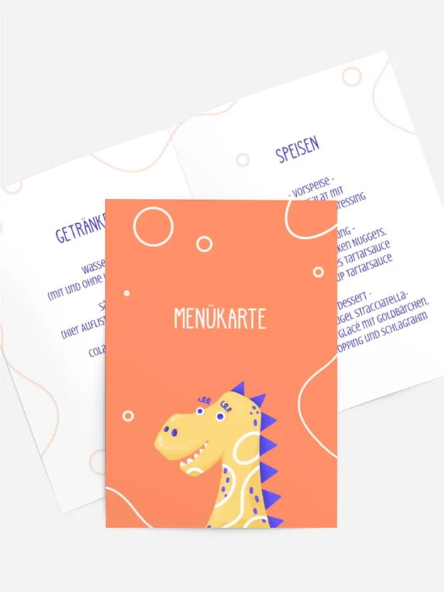 Menükarte Geburtstag Dinoparty