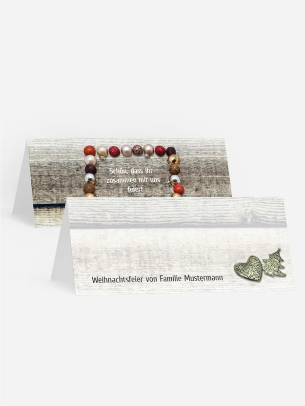 Weihnachtstischkarte Kugelrahmen