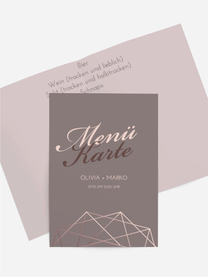 Menükarte Geometrie in Gold