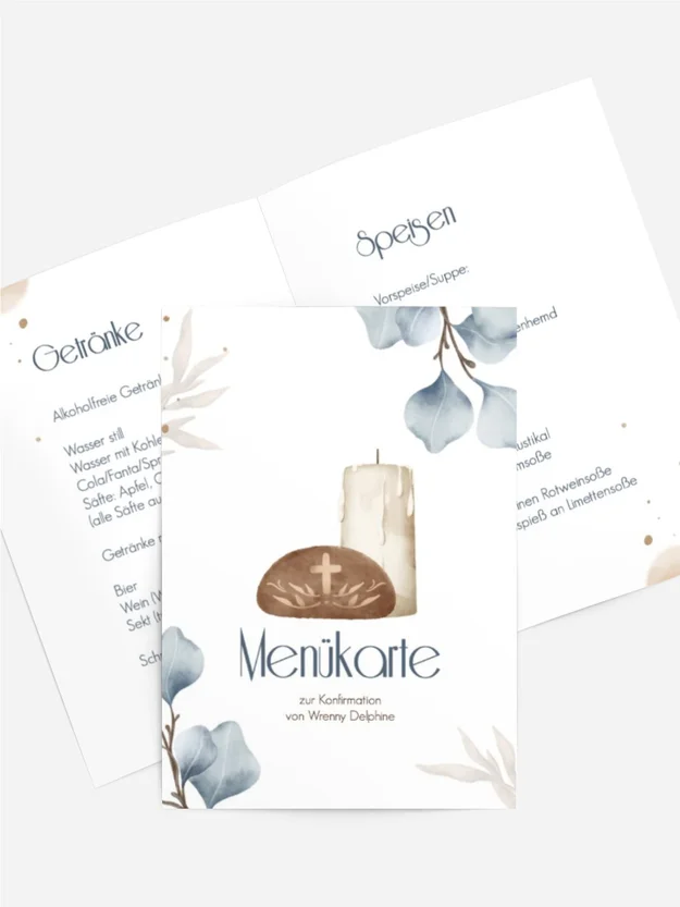 Menükarte Konfirmation Eukalyptusstrauch