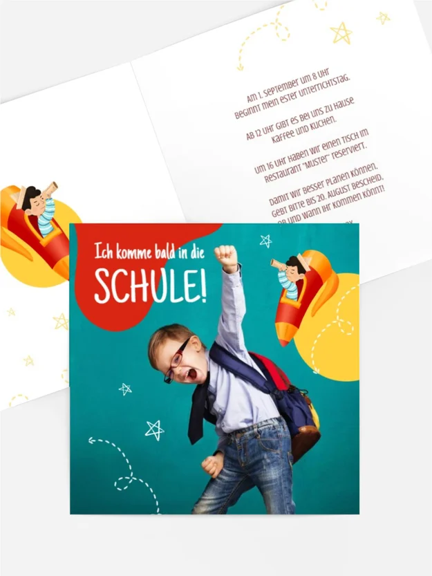 Einladungskarte Einschulung Superheld