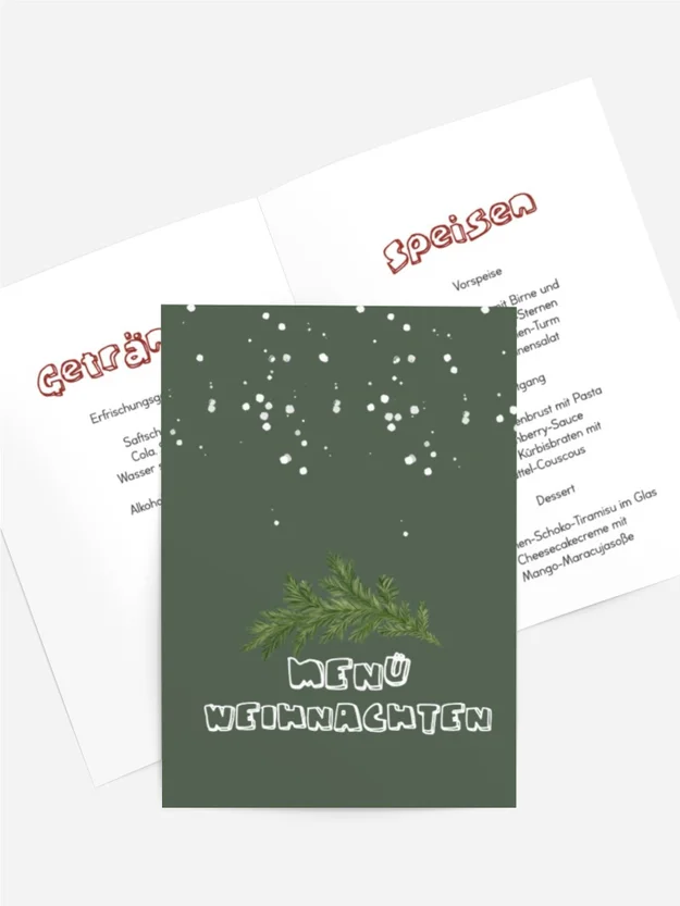 Menükarte Weihnachten Es schneit
