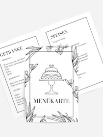 Menükarte Geburtstag Lineare Blumen