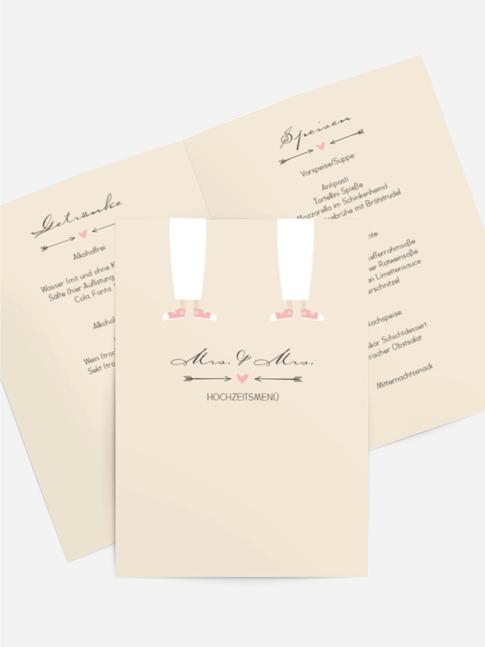 Menükarte zur Hochzeit Pärchen - Frauen Menükarte zur Hochzeit Pärchen - Frauen